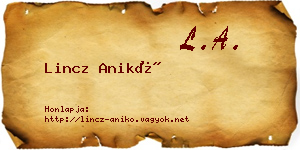Lincz Anikó névjegykártya
